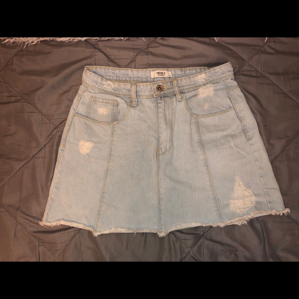 Distressed Denim Skirt